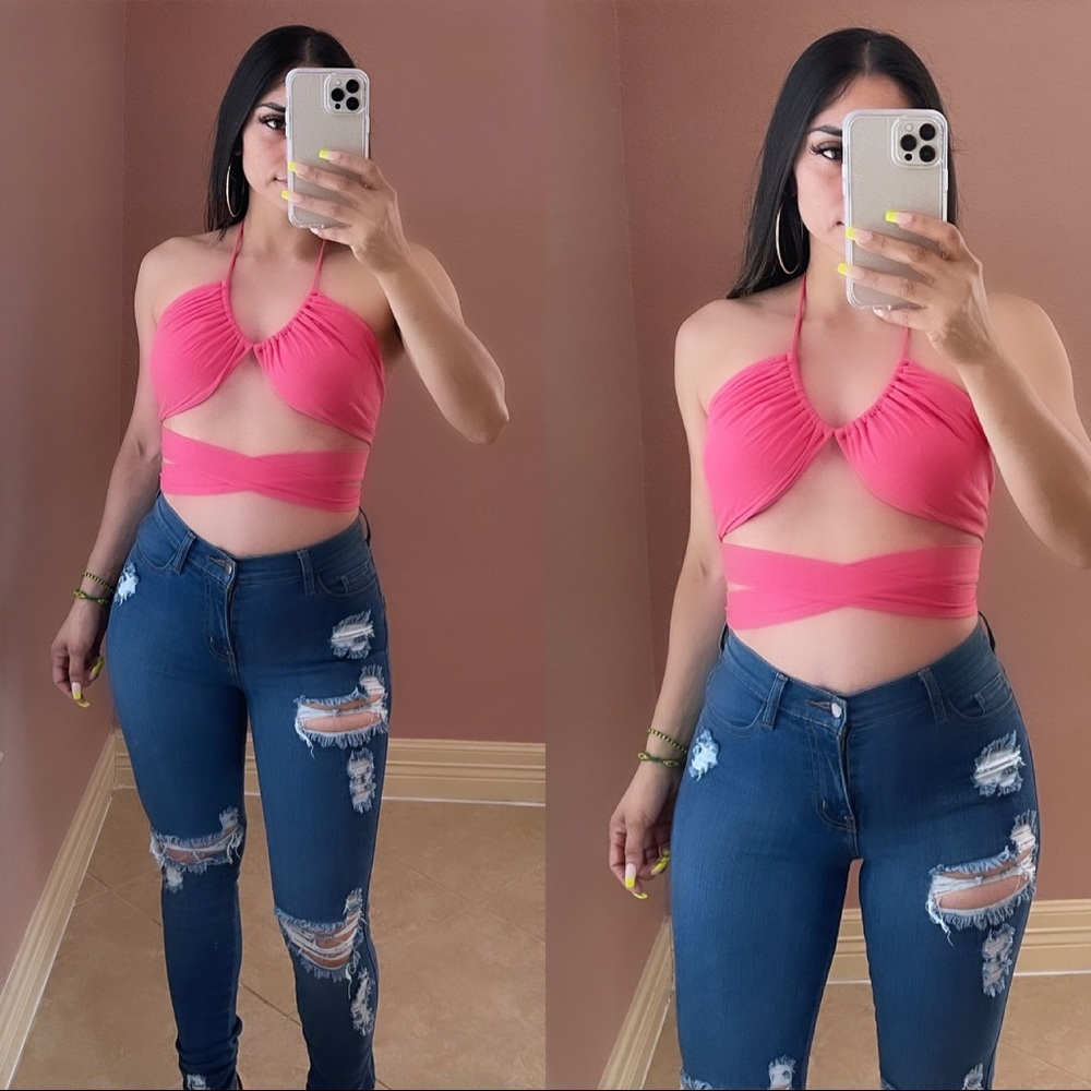 Ari Wrap Top - fuchsia